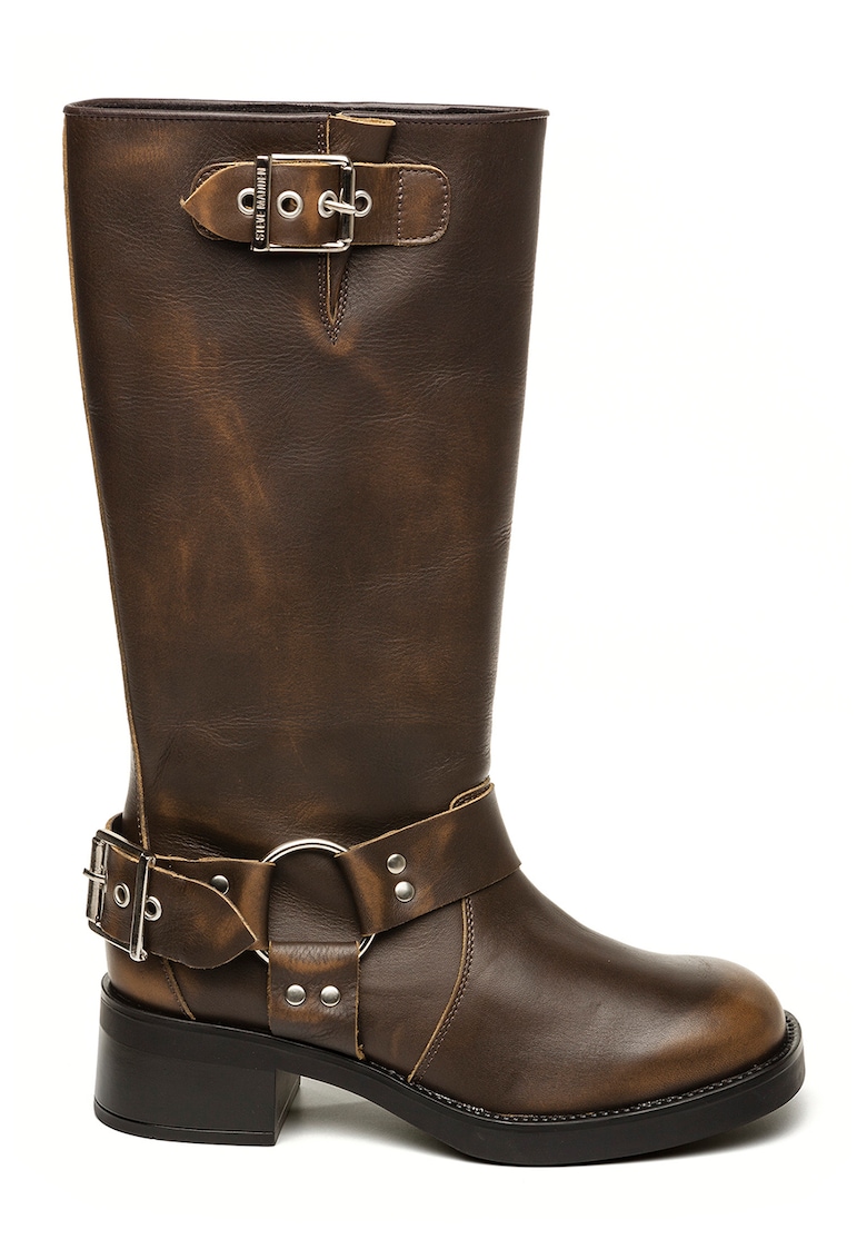 Cizme biker cu curele cu catarame Beau - Maro cognac