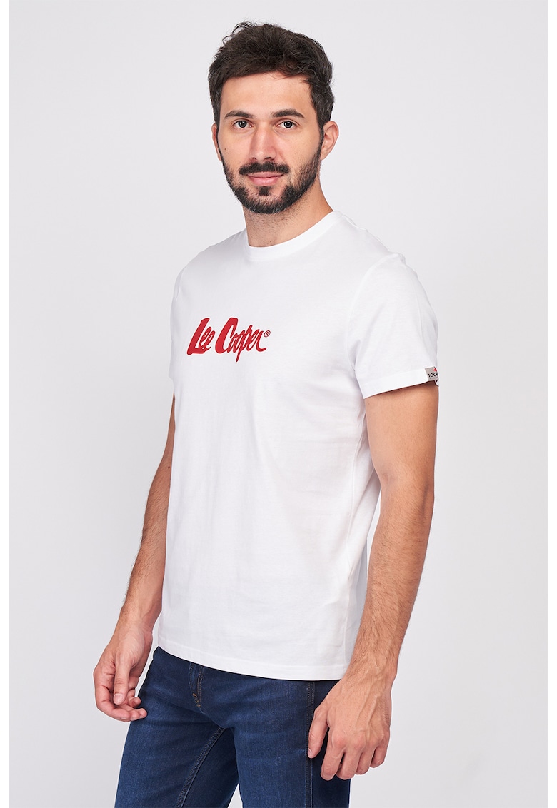 Tricou cu decolteu la baza gatului si imprimeu logo