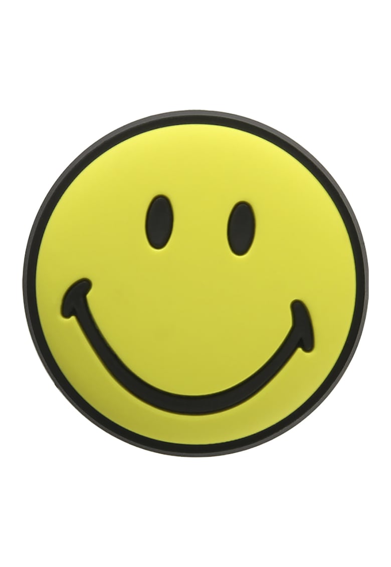 Talisman Smiley Face pentru saboti Jibbitz - Negru/Galben