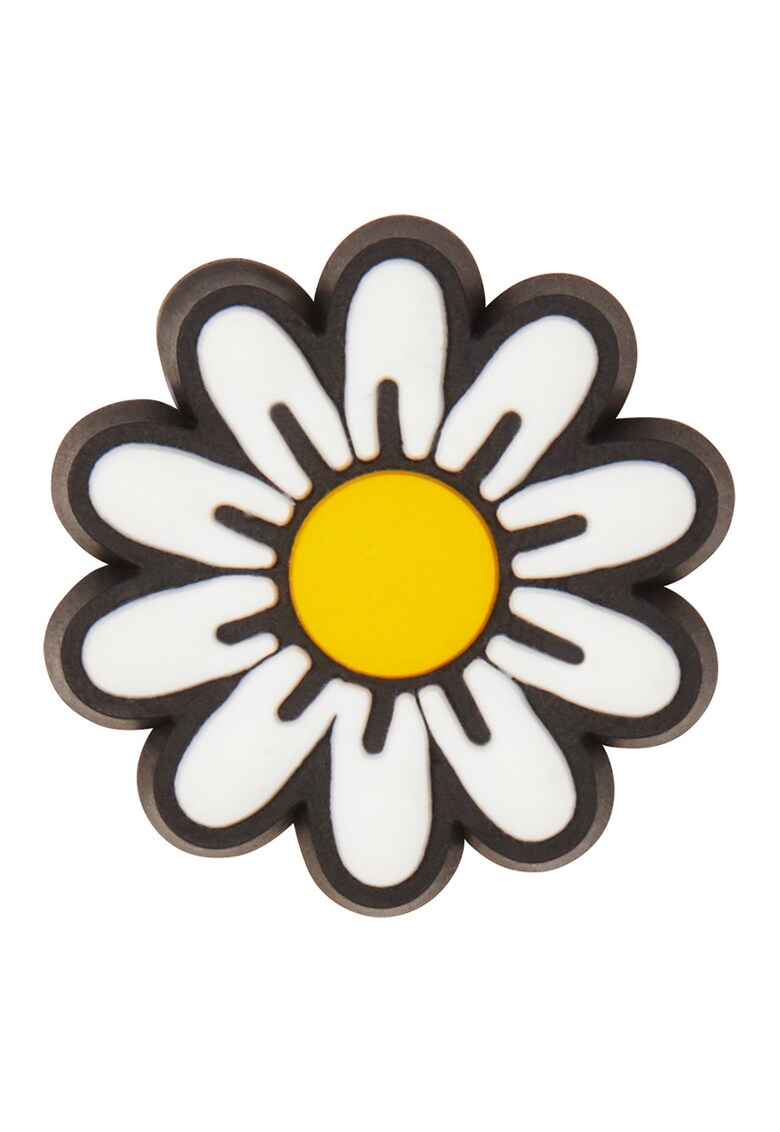 Talismane in forma de floare pentru saboti Jibbitz - Alb/Negru/Galben