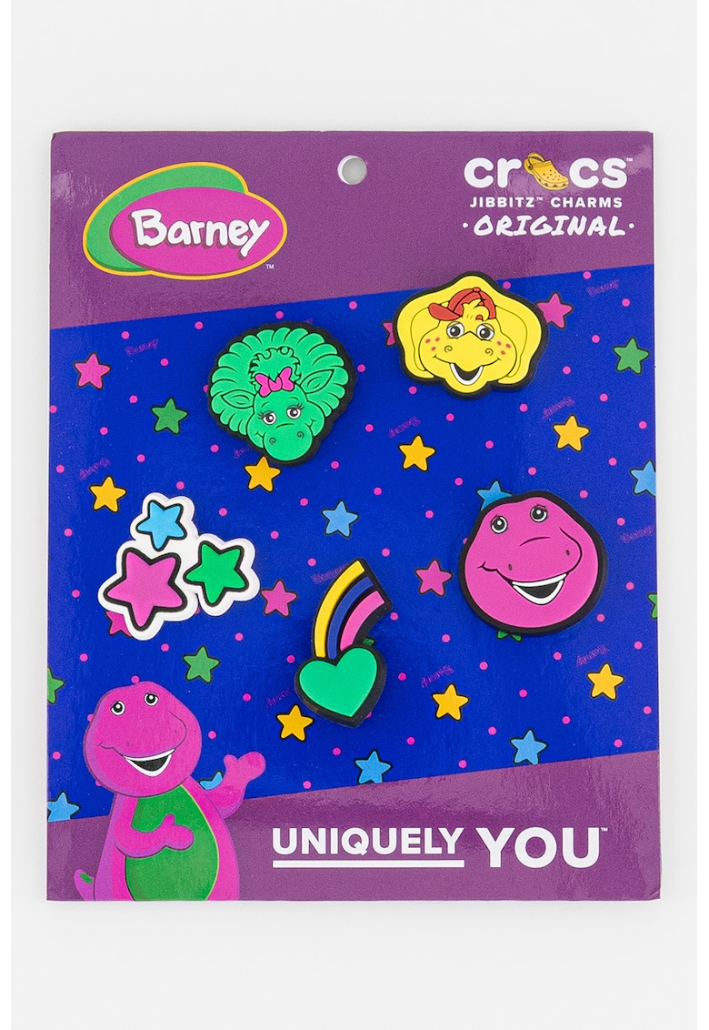 Set de talismane pentru saboti Jibbitz - 5 piese - Verde/Galben/Violet