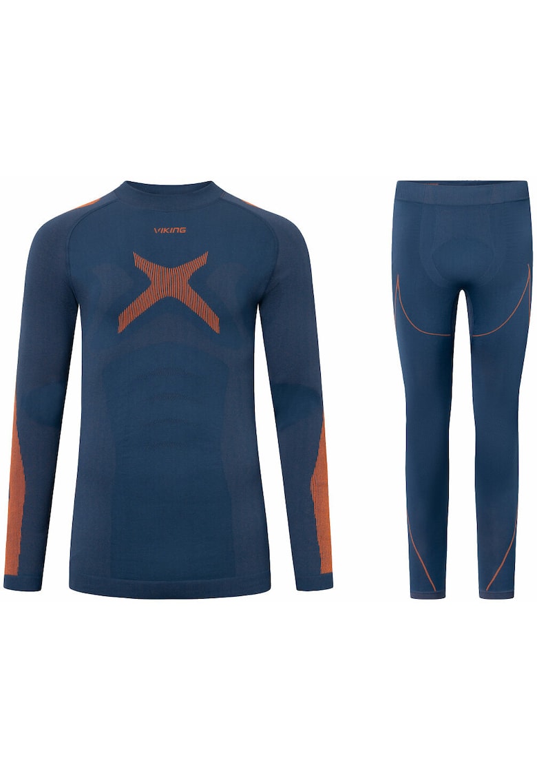 Set lenjerie termica barbati - Poliester - Albastru - Bleumarin