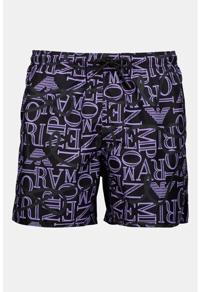 Pantaloni scurti de baie cu imprimeu logo si buzunare laterale