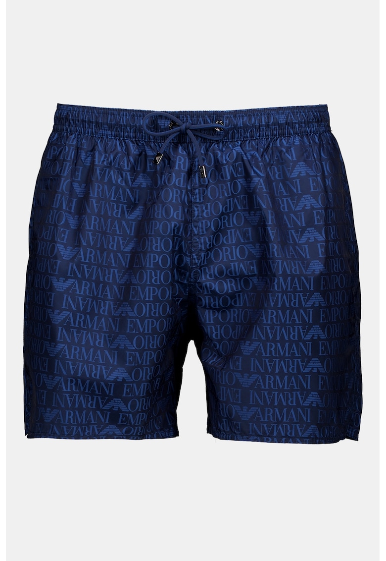 Pantaloni scurti de baie cu imprimeu logo si buzunare