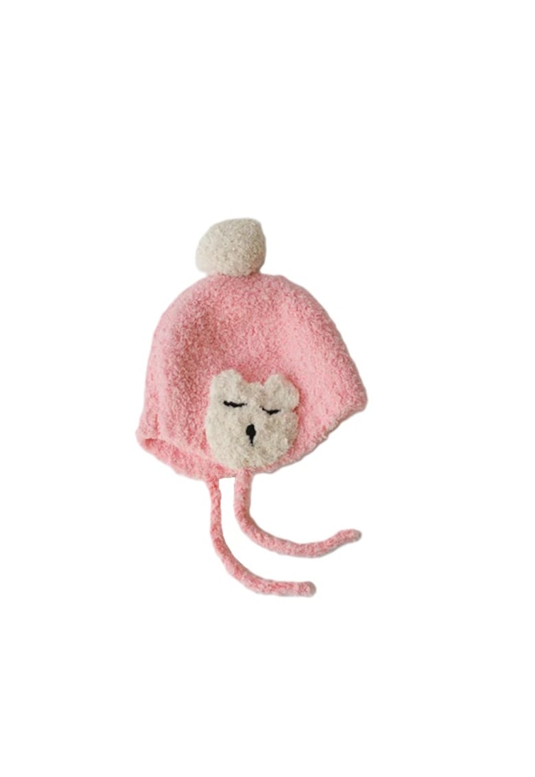 Caciula Model Ursuleti - Cu Ciucure - Acril - Fete - Roz