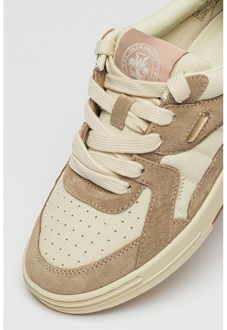 Pantofi sport cu insertii de piele si piele intoarsa