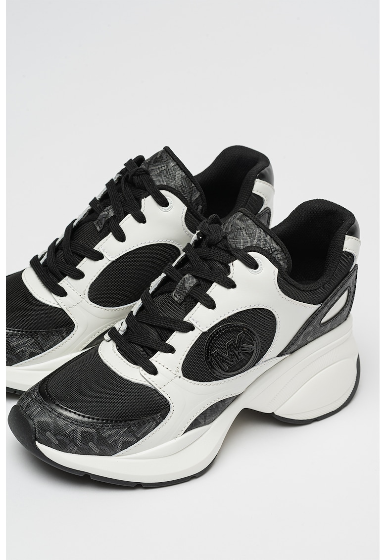 Pantofi sport demi-wedge cu garnituri de piele