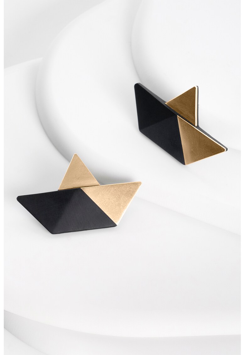 Cercei din aur de 24 K in forma de barca Origami