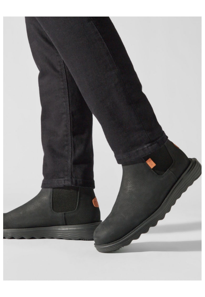 Ghete Chelsea barbati Piele naturala/Piele nabuc - Negru