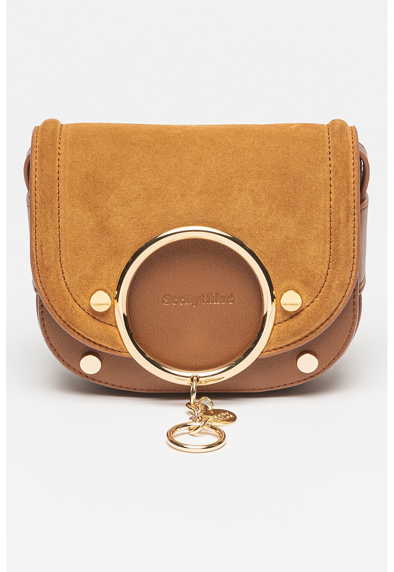 Geanta crossbody de piele si piele intoarsa Mara