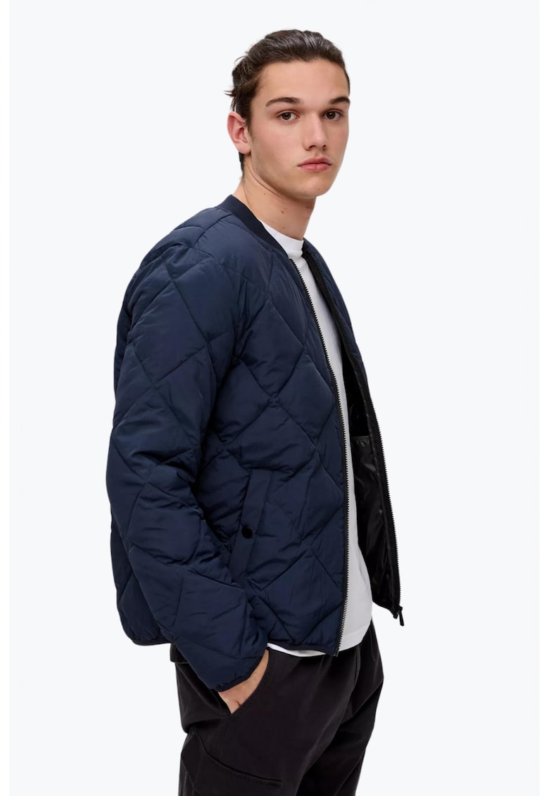 Jacheta matlasata barbati cu buzunare oblice verde prafuit