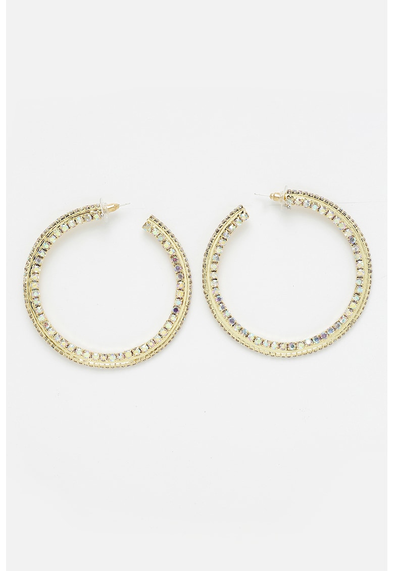 Cercei rotunzi cu cristale - Auriu