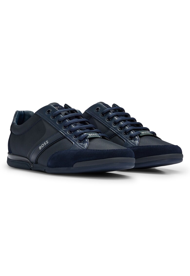 Pantofi sport low-cut cu garnituri din piele intoarsa