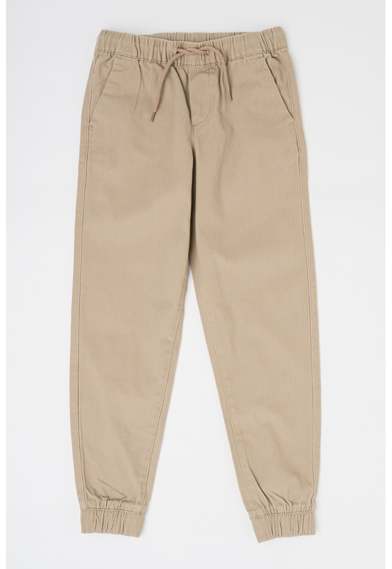 Pantaloni din amestec de bumbac cu snur de ajustare in talie
