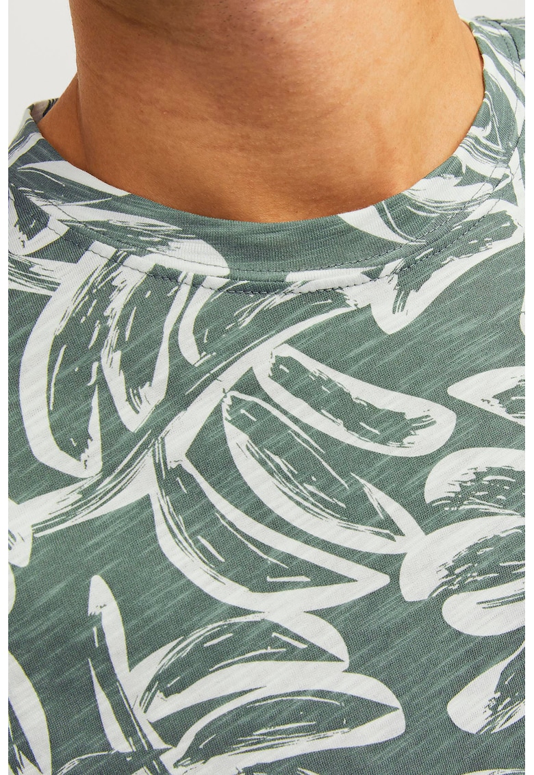 Tricou cu decolteu la baza gatului si model floral
