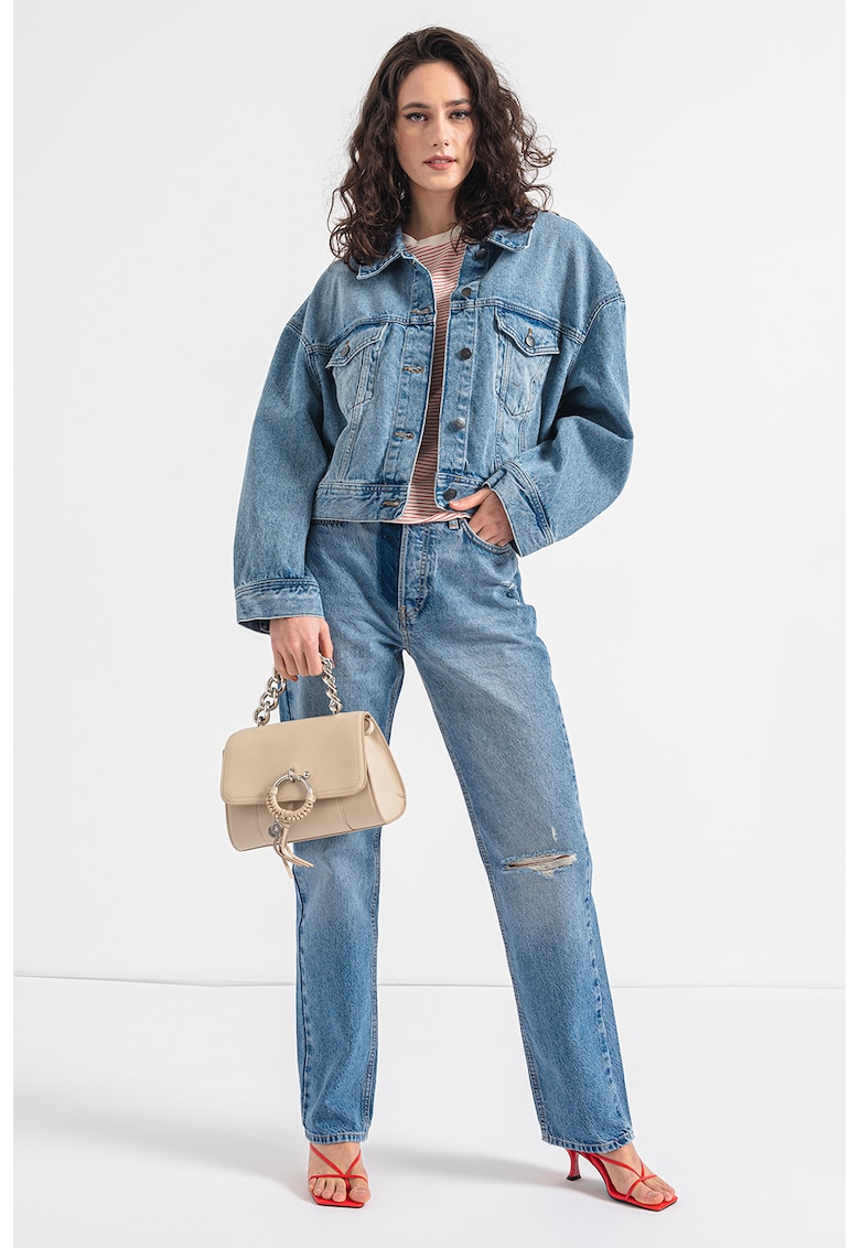 Jacheta crop lejera din denim