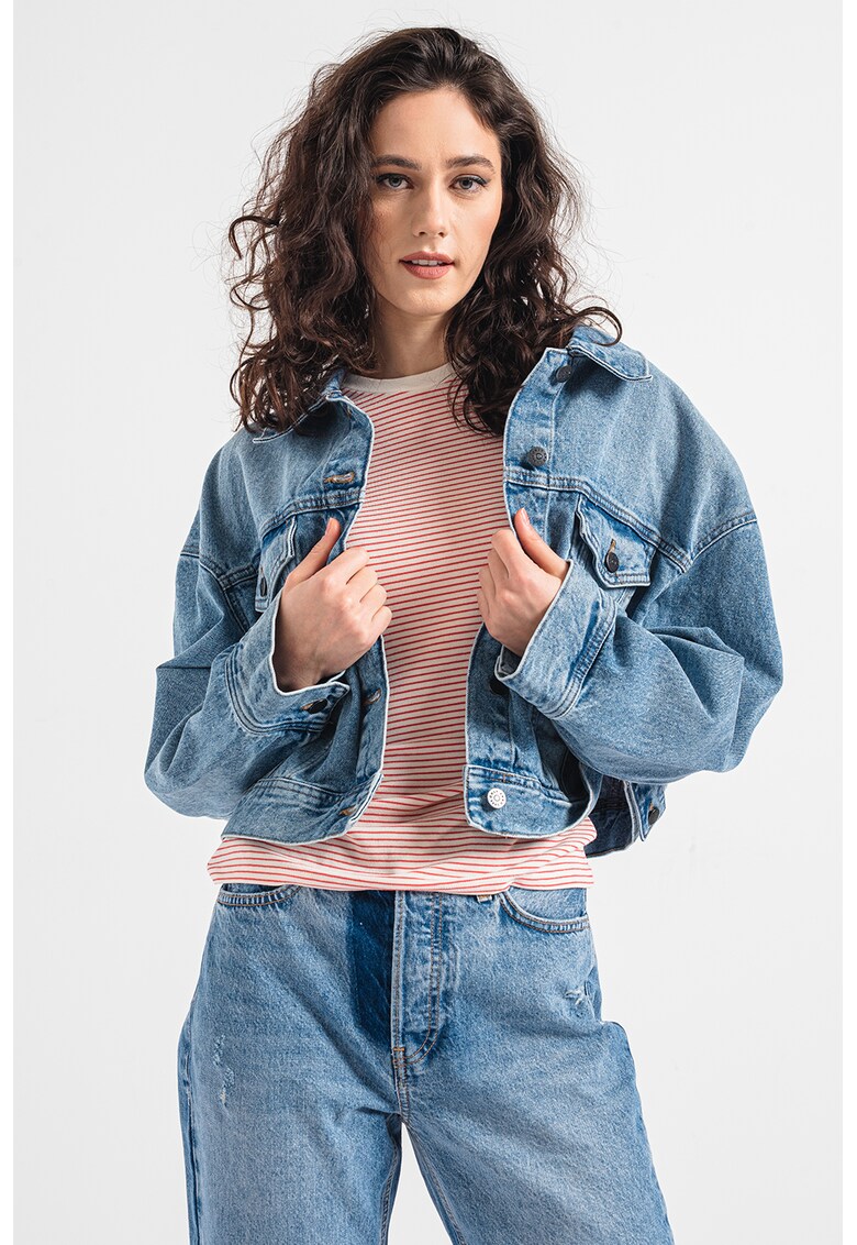 Jacheta crop lejera din denim
