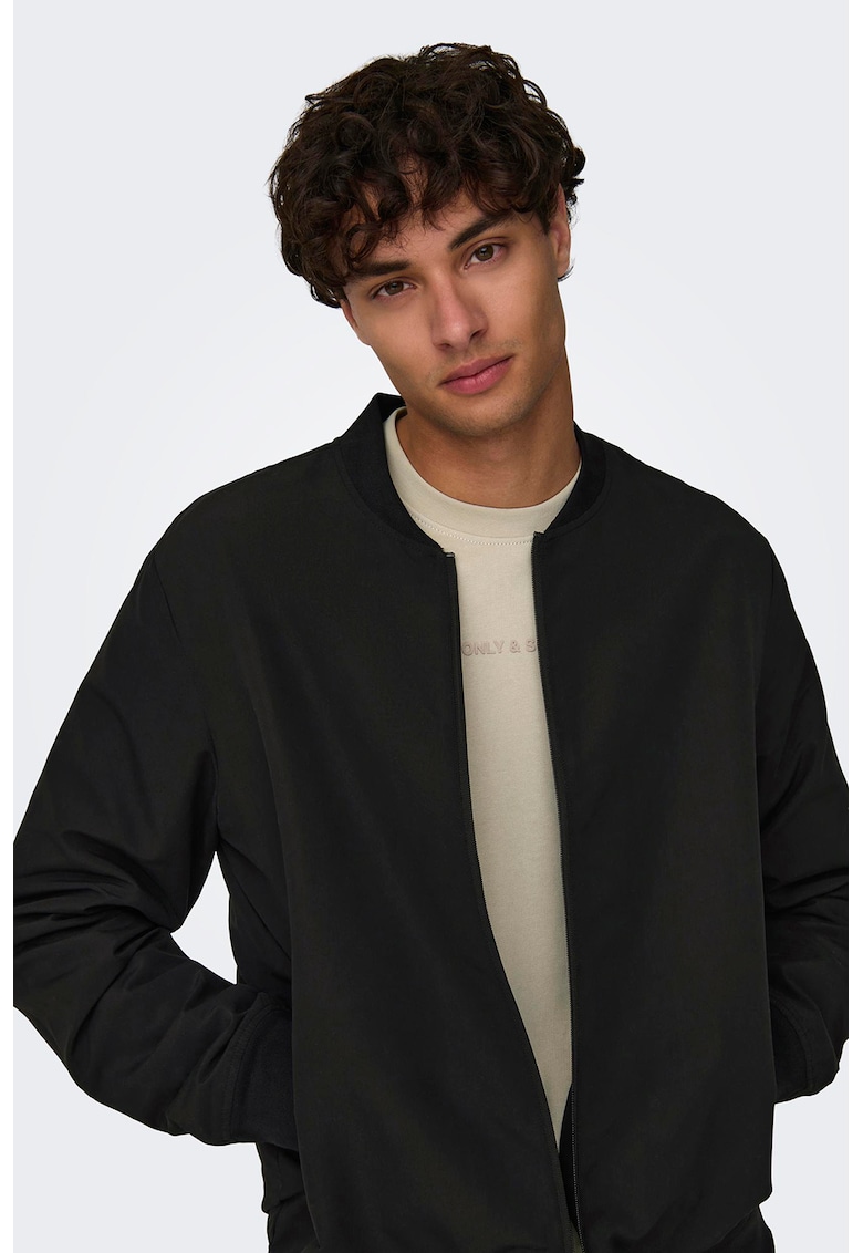 Jacheta bomber cu guler baseball
