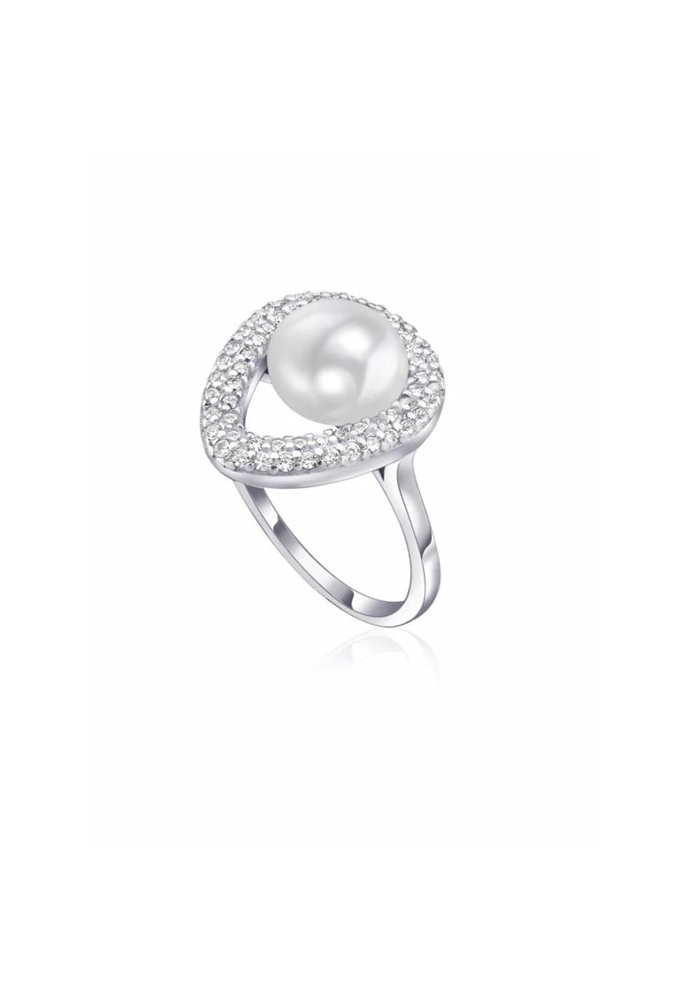Inel din argint 925 - rodiat - cu perla de cultura si pietre din zirconiu - Noreen C1