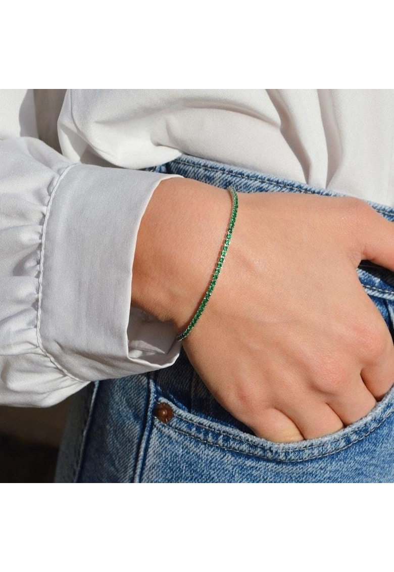 Bratara tennis - din argint 925 - rodiat - cu pietre verzi din zirconiu - Oddny C1