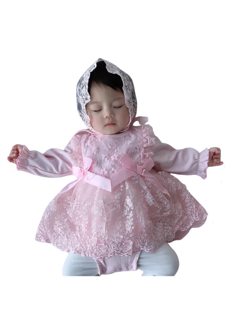 Rochita Roz Fetite Cu Floricele Paloma maneca lunga