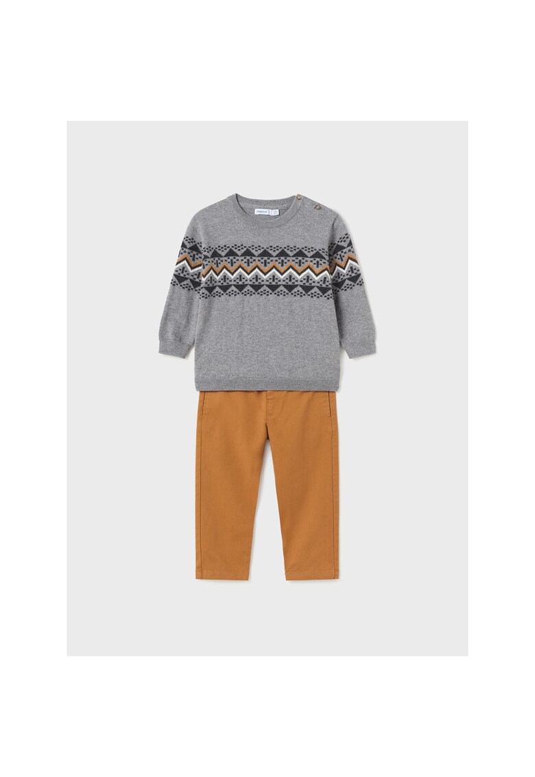 Compleu pulover si pantaloni Baieti - 303270476 - Bumbac - Maro