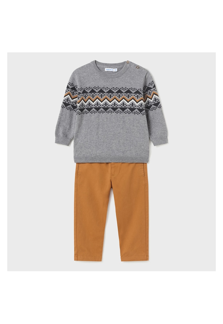 Compleu pulover si pantaloni Baieti - 303270476 - Bumbac - Maro