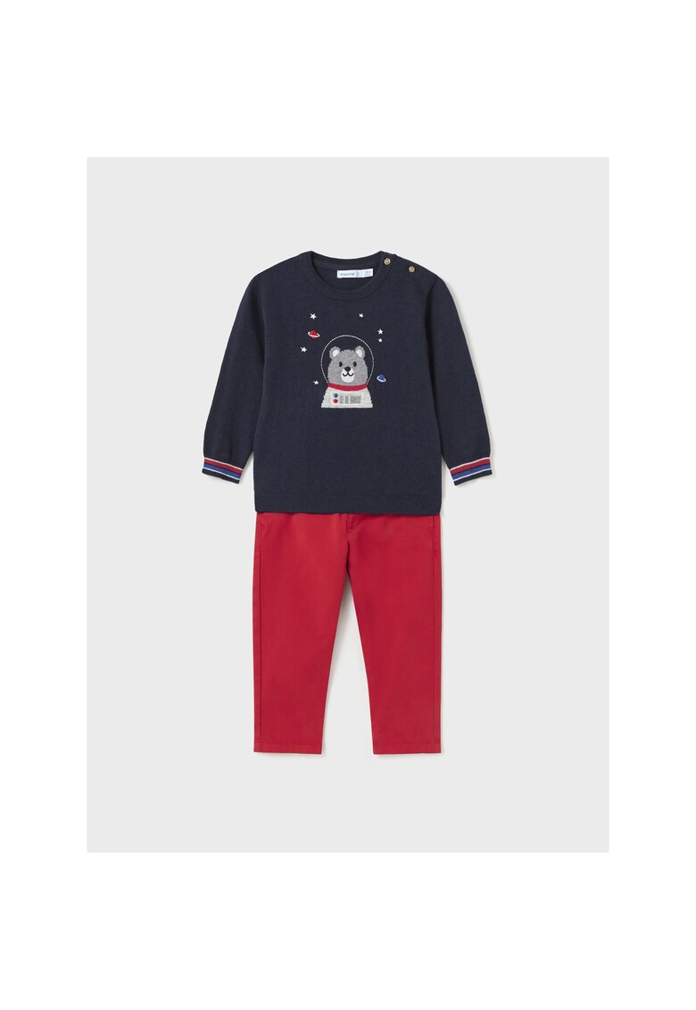 Compleu pulover si pantaloni Baieti - 303270537 - Bumbac - Rosu/Negru