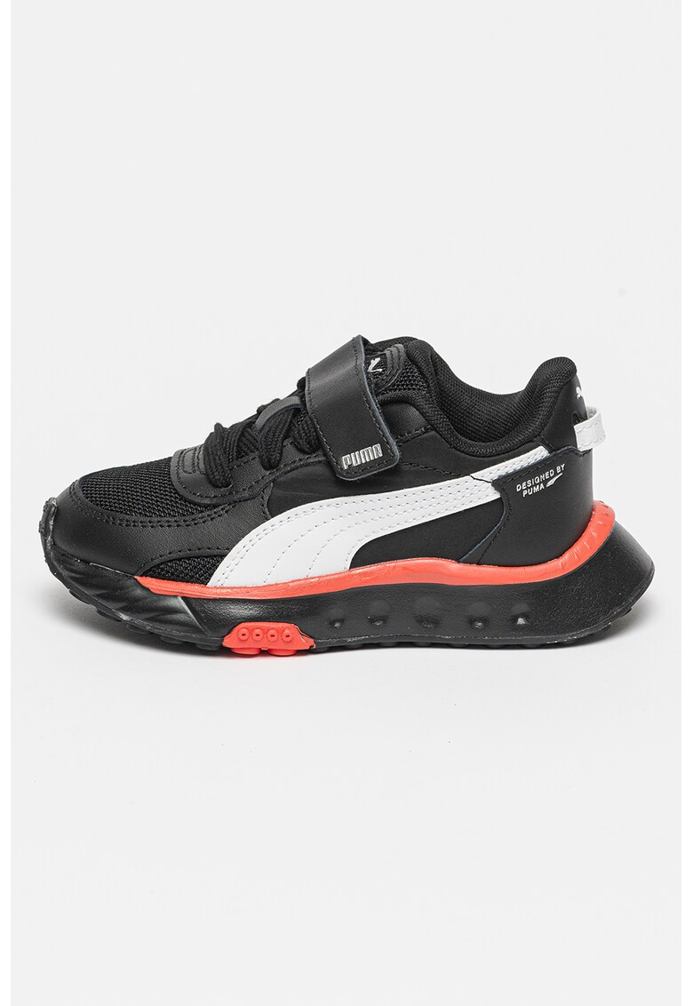 Pantofi sport cu inchidere velcro si detalii logo
