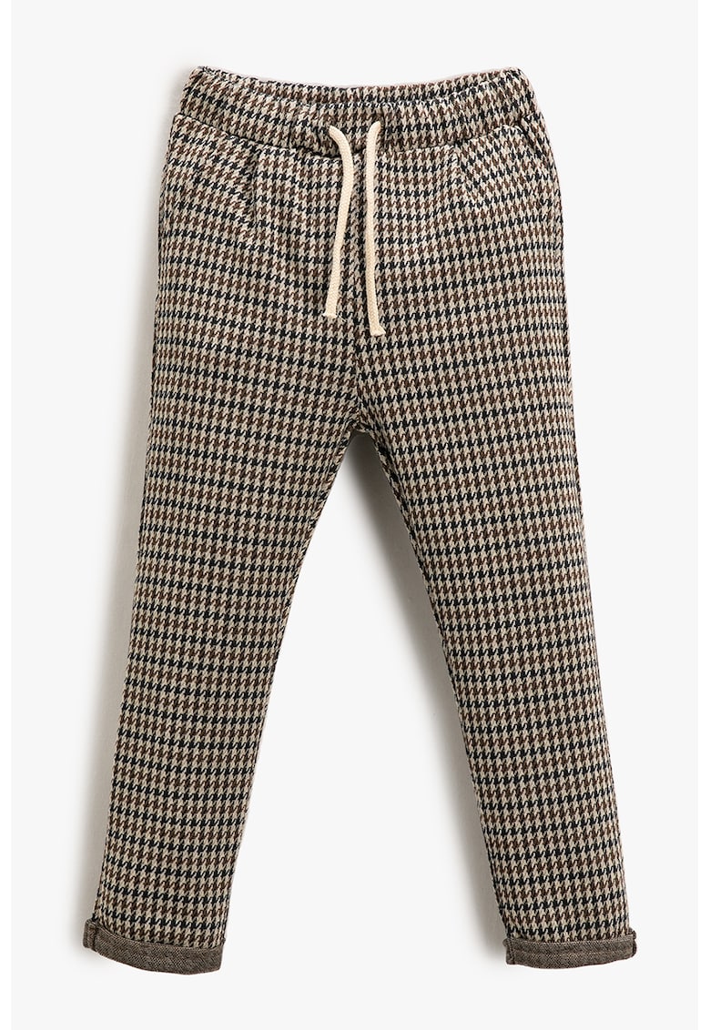 Pantaloni cu talie inalta si model houndstooth