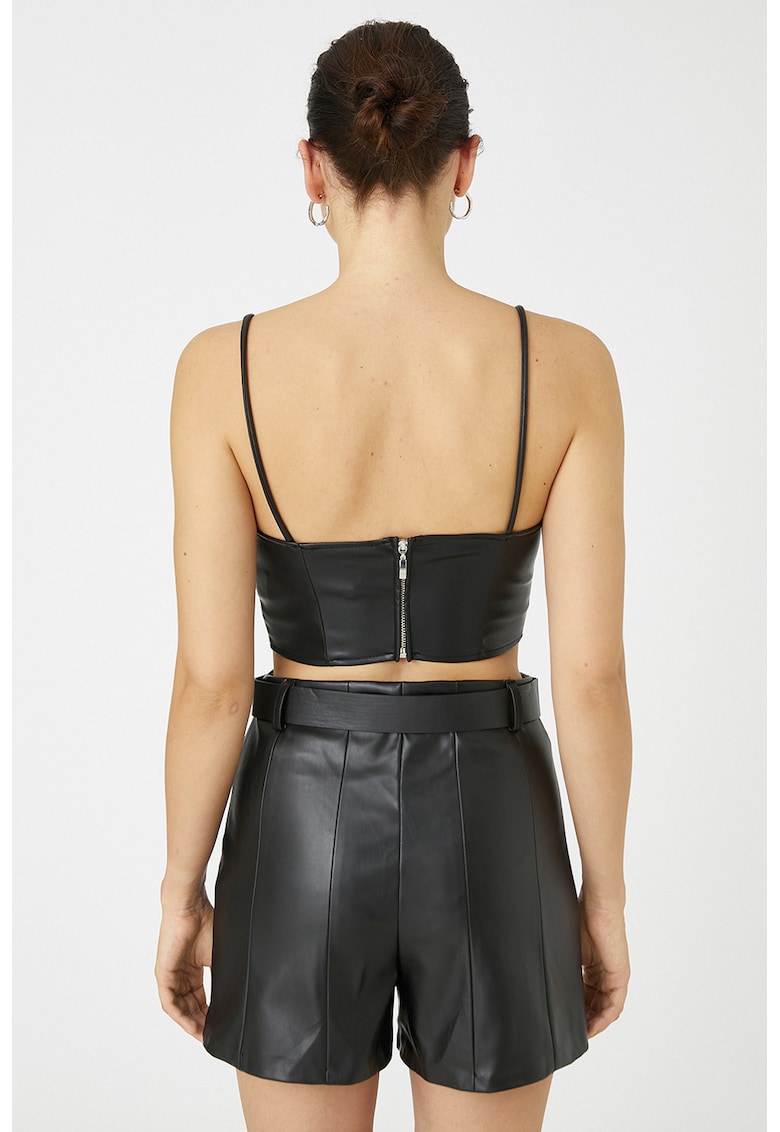 Top crop de piele ecologica