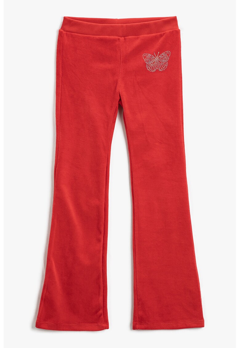 Pantaloni de trening bootcut cu strasuri