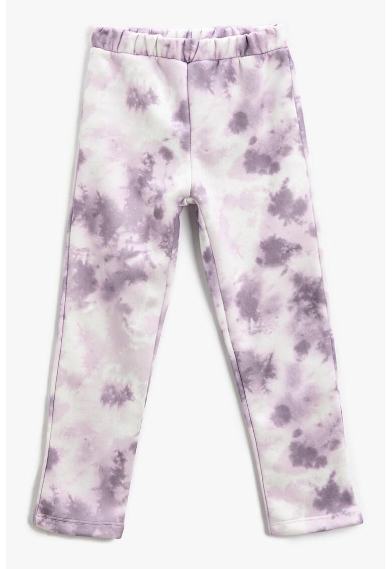 Pantaloni de trening cu talie elastica si model tie-dye