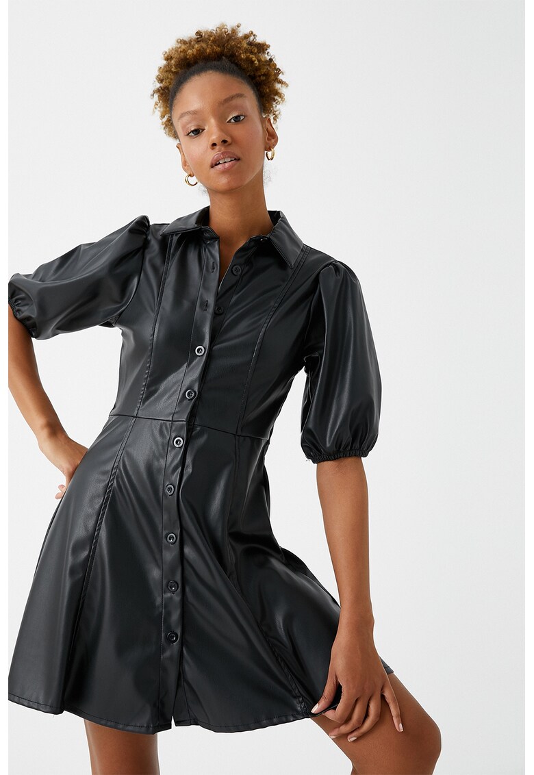 Rochie-camasa evazata din piele ecologica