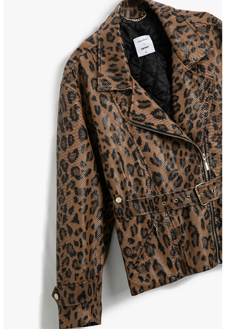 Jacheta cu animal print si curea in talie