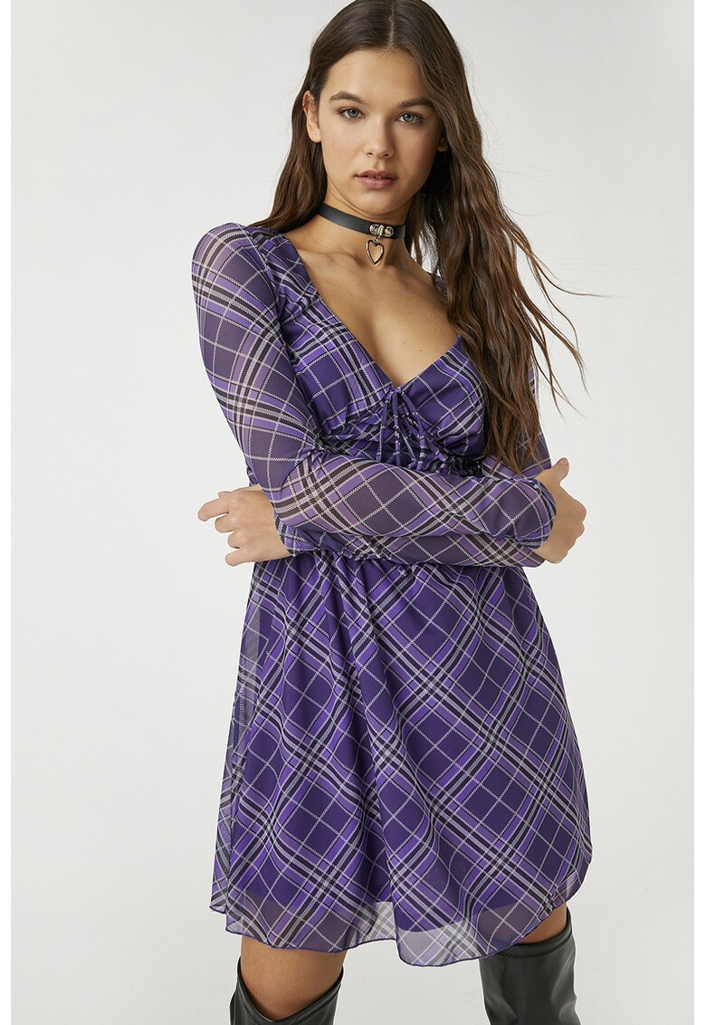 Rochie din sifon in carouri