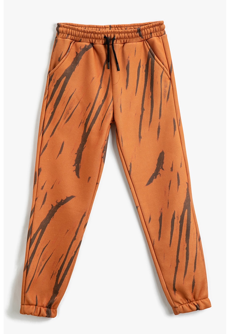 Pantaloni de trening cu imprimeu si snur