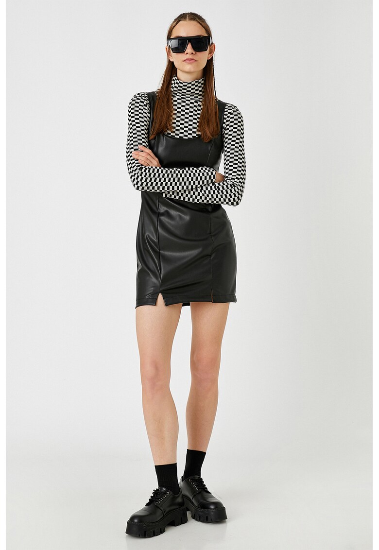 Rochie de piele ecologica cu slit lateral