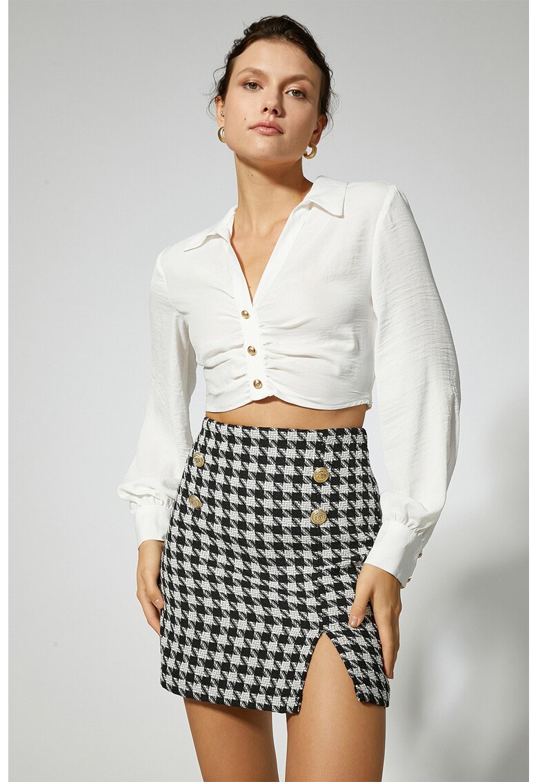 Camasa crop cu pliuri frontale