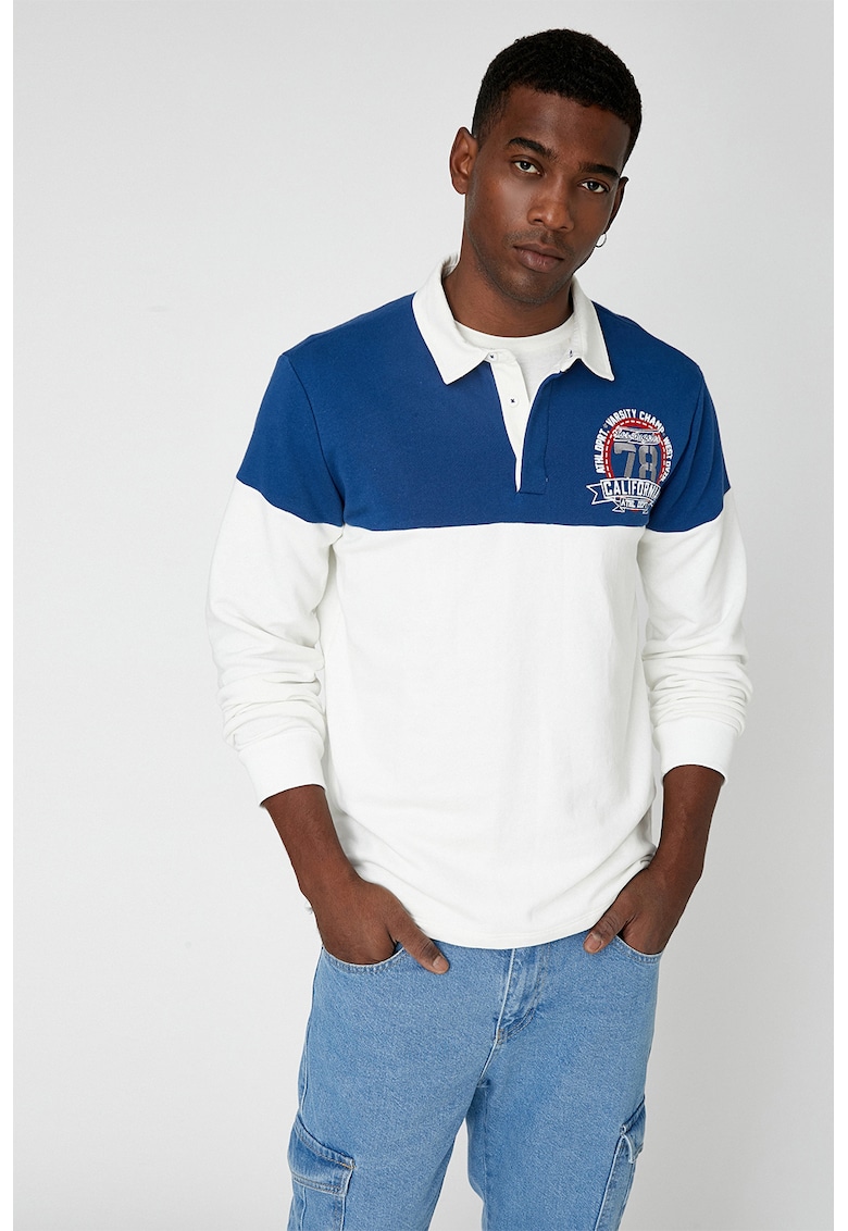 Bluza polo cu imprimeu pe piept