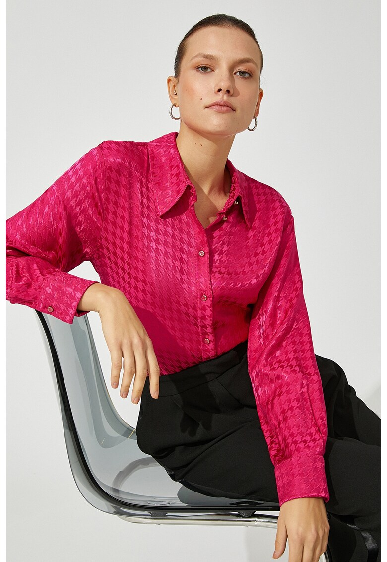 Camasa de satin cu model houndstooth
