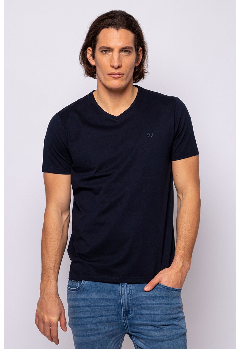 Tricou de bumbac cu decolteu in V Money