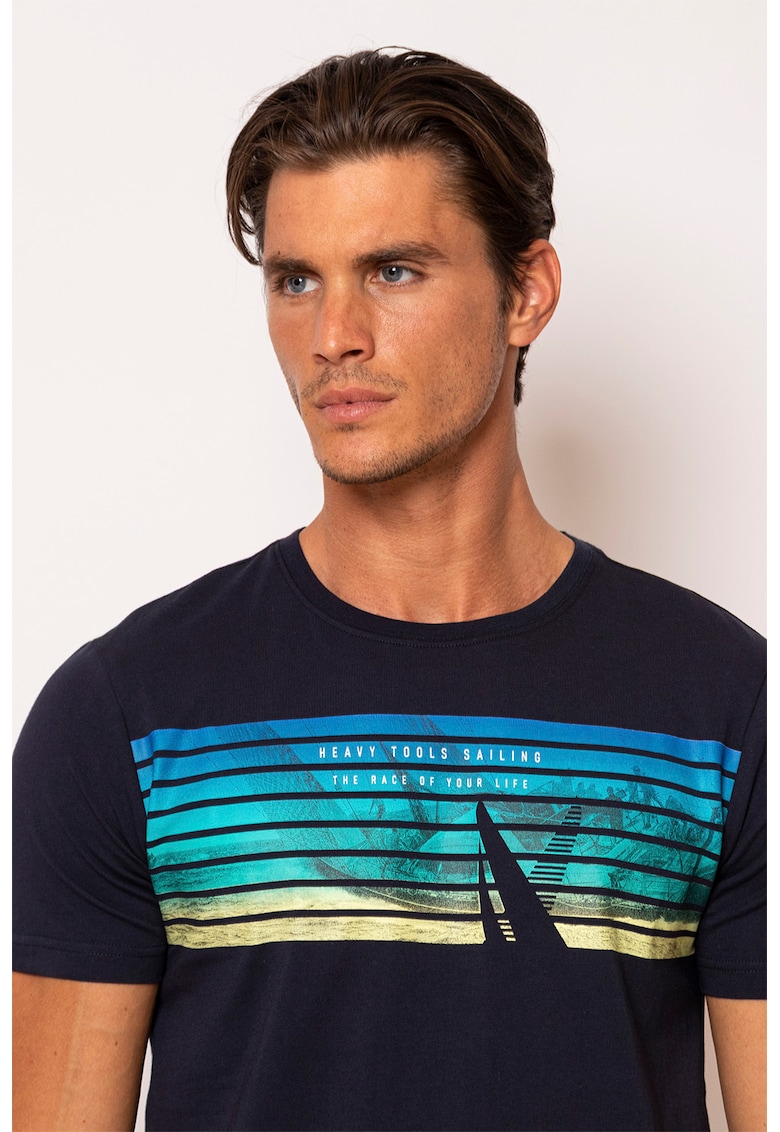Tricou cu dungi si decolteu la baza gatului Mimo
