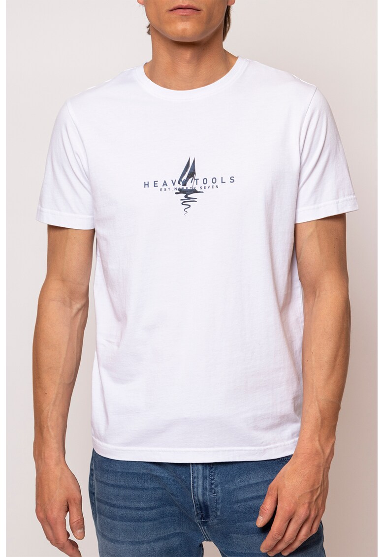 Tricou cu decolteu la baza gatului si imprimeu logo Major