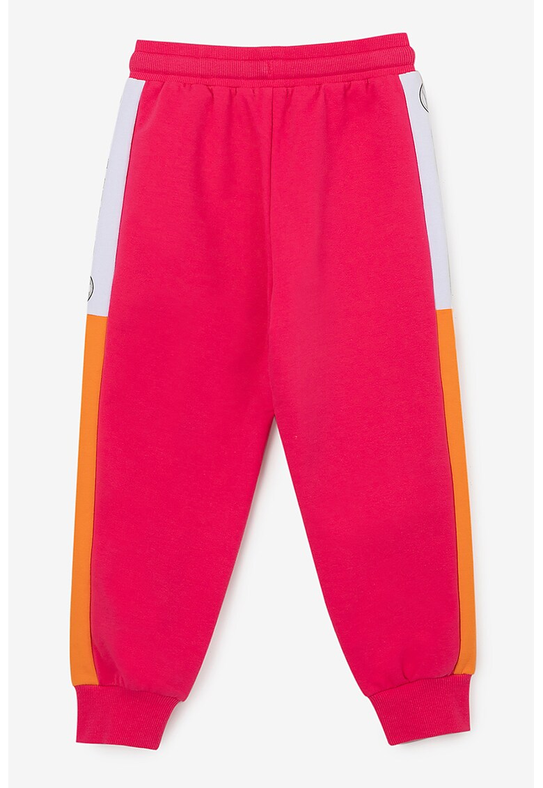 Pantaloni de trening cu model colorblock si snur