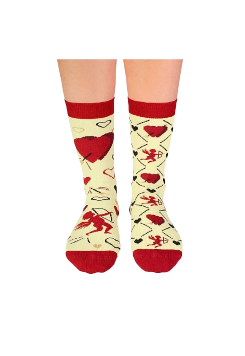 Sosete bumbac organic cu inimioare Colour Cotton Amore Ecru