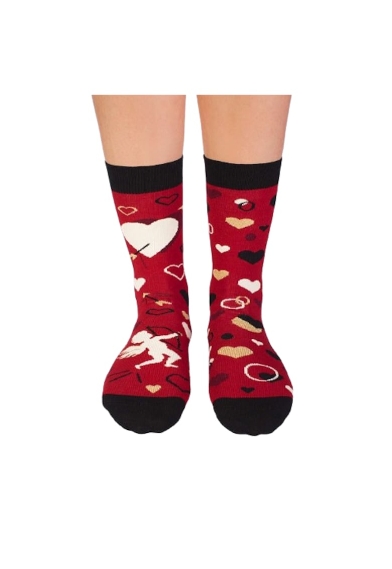 Sosete bumbac organic cu inimioare Colour Cotton Amore Rosu