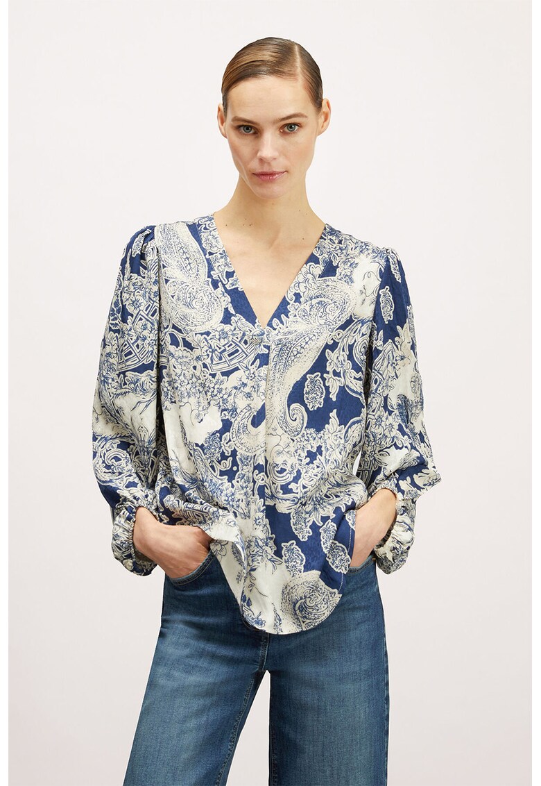 Bluza cu decolteu in V si maneci bufante