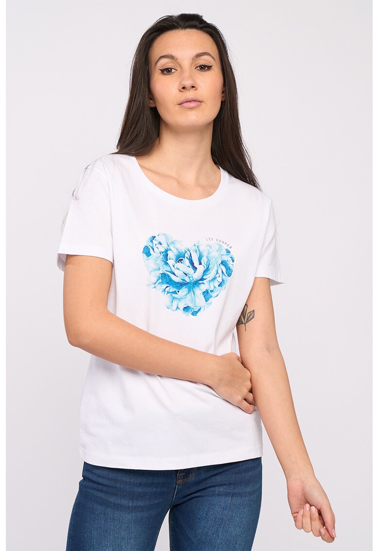 Tricou de bumbac cu imprimeu floral