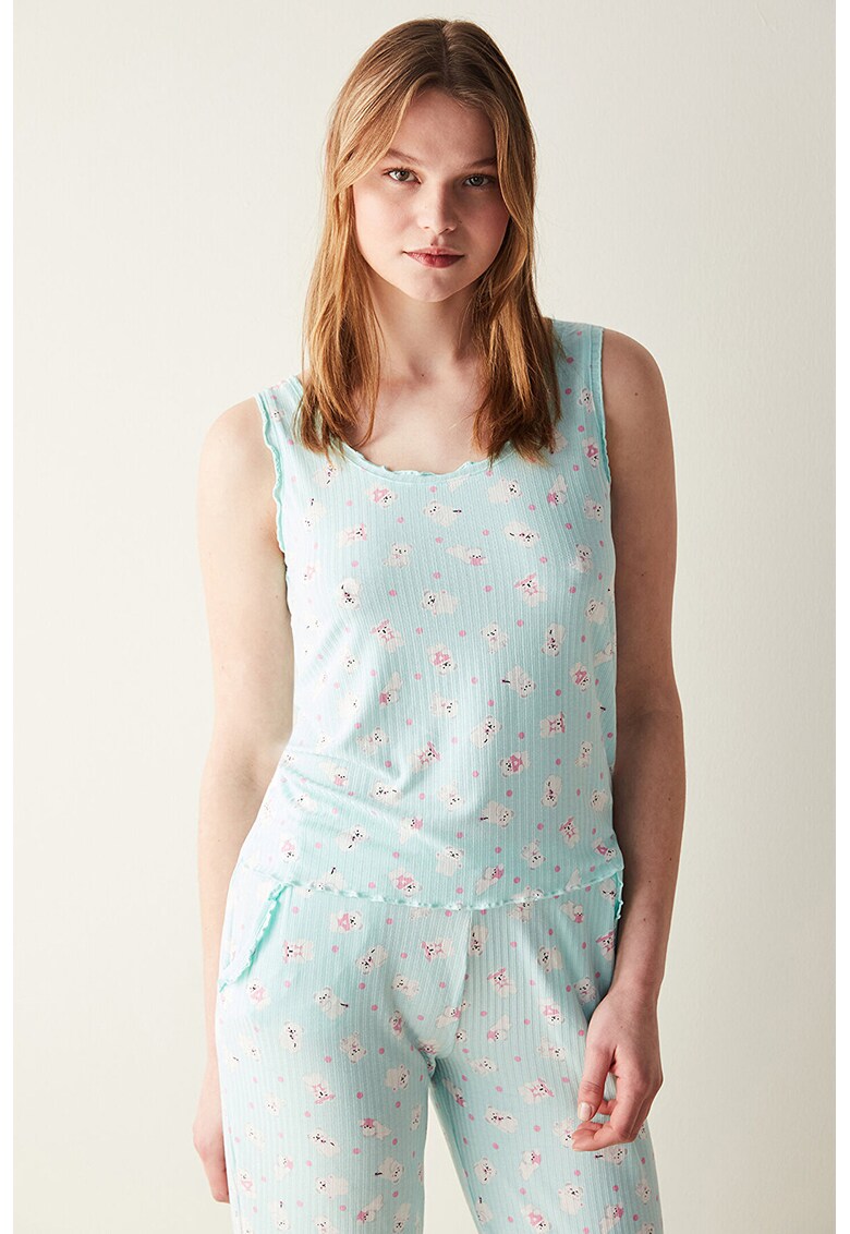 Top de pijama cu imprimeu grafic